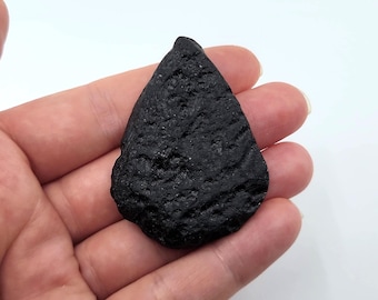 Indochinite Tektite- 22.2grams- Australasian Impact Event- Flat Teardrop, Partial Translucent, Charging Palm Plate-I3