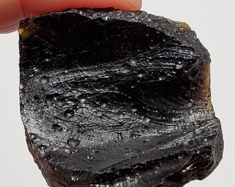 Tektite, from Thailand- 29 Grams- Thailandite, Indochinite- Intricate Surface Texture, Curled Scoop Shape- TX18