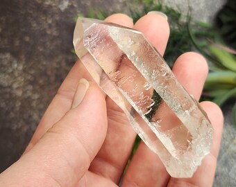 Starbrary Quartz Crystal- 3 inch or 7.5 cm Long- Zeca De Souza, Brazil- Empathic Etched Seam, Scribe's Tablet, Silky Water Clear- J6