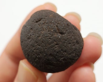 Saffordite 21.4 Grams- "Cintamani Stone" Safford Arizona USA- Perfect Palm Stone, Black Surface, No Mineralization- Translucent- AD2