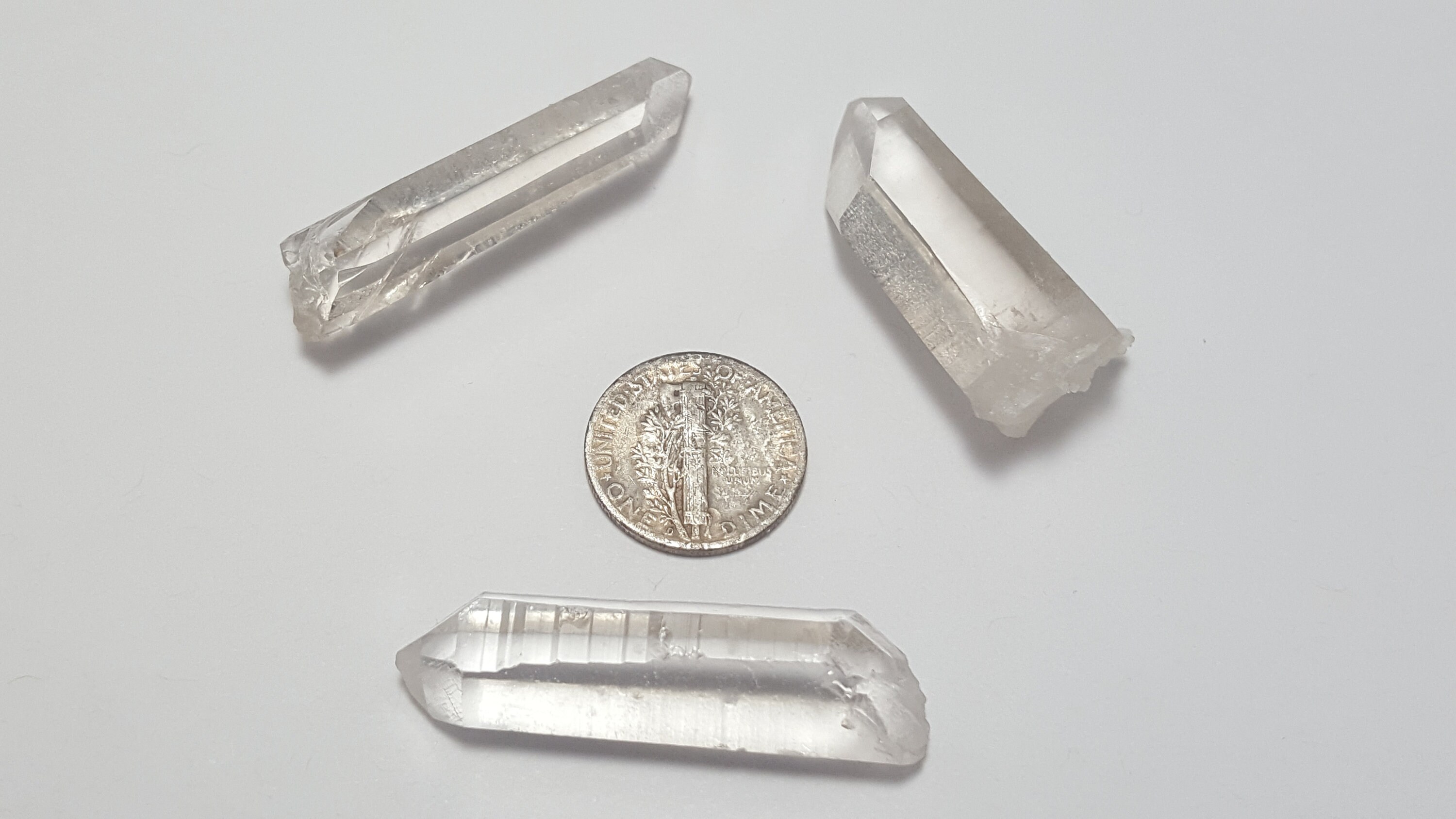 3 Small Optical Quartz Crystal from Arkansas, USA, Water Clear Crystal
