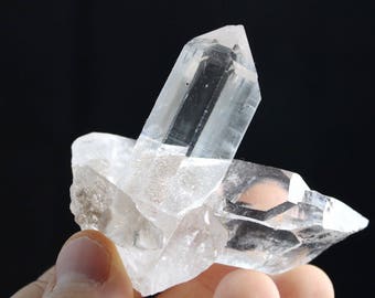 Outstanding Water Clear Cathedral Quartz from Brazil- Crossing Souls Twin, Optical-  95 Grams, 2 3/4 inches tall by 2 1/2 wide- #3
