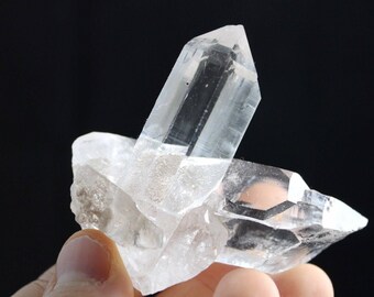 Outstanding Water Clear Cathedral Quartz from Brazil- Crossing Souls Twin, Optical-  95 Grams, 2 3/4 inches tall by 2 1/2 wide- #3