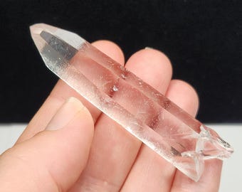 Starbrary Quartz Crystal 2.75in or 7cm Long- Corinto, Brazil-  Cracked Base, Silky, Pristine Water Clear- EJ20
