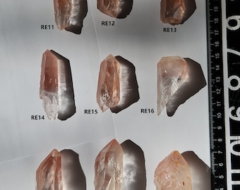 Select One Etched Red Lemurian Seed Quartz- Serra Do Cabral Mtns. Brazil- Geometric Keys and Forms, "Scarlet Temple" Vivid Color- (RE11-19)