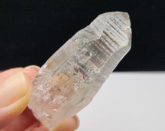 Lemurian Seed Quartz- 2.4inch or 6cm long- Serra Do Cabral Mountains Brazil- 'Candy Stripe' Mineral Phantom Bar Lines, Rainbow Mirror- LY29