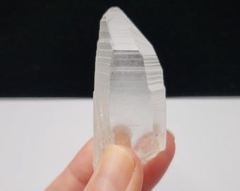 Lemurian Seed Quartz- 2.4inch or 6.1cm long- Serra Do Cabral Mountains Brazil- Classic High Texture Lines, Pod Shape- LY27