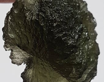 Moldavite Tektite 4.7 Grams or 23.5 Carats- Czech Republic- Excellent Deep Green Color, Almost 'Spikey' Drop Shape- Synergy Stone- M#22