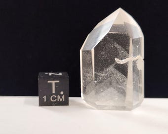 Polished Phantom Quartz: 1.3in or 3.4cm long- Standing Petite Tower, Deep Hydrothermal Crack- R30