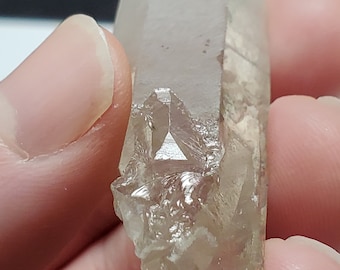 Light Smokey Phantom Lemurian Quartz Crystal, Corinto Brazil- Beautiful Lines, Terminated Phantom, Spade- 6.5 cm Long- SR7