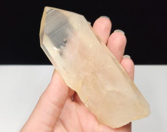 Large Lemon Lemurian, 'Golden Healer' 10.6cm Long Great Hand Crystal- Serra Do Cabral Brazil- M23