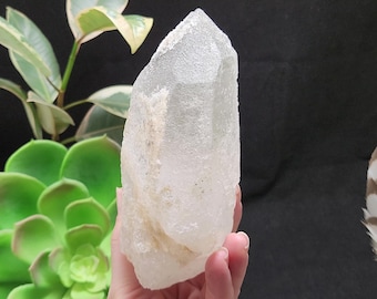 Large Dissolution Quartz 5.7 in or 14.5 cm- Serra Do Cabral- Mechanical Interference, Micro Crystalized, Hydrothermal Crackle Base- HB8
