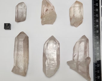 Group of 6 Etched Record Keeper Quartz from Serra Do Cabral Brazil- 6 Crystals Total 311.9 grams- Wholesale Parcel- WP1