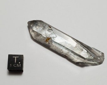 Slender Laser Quartz Crystal- 6 cm Long- Gouveia, Brazil- Empathic Warrior, Etched, Unpolished, Light Grey Hue- LG5