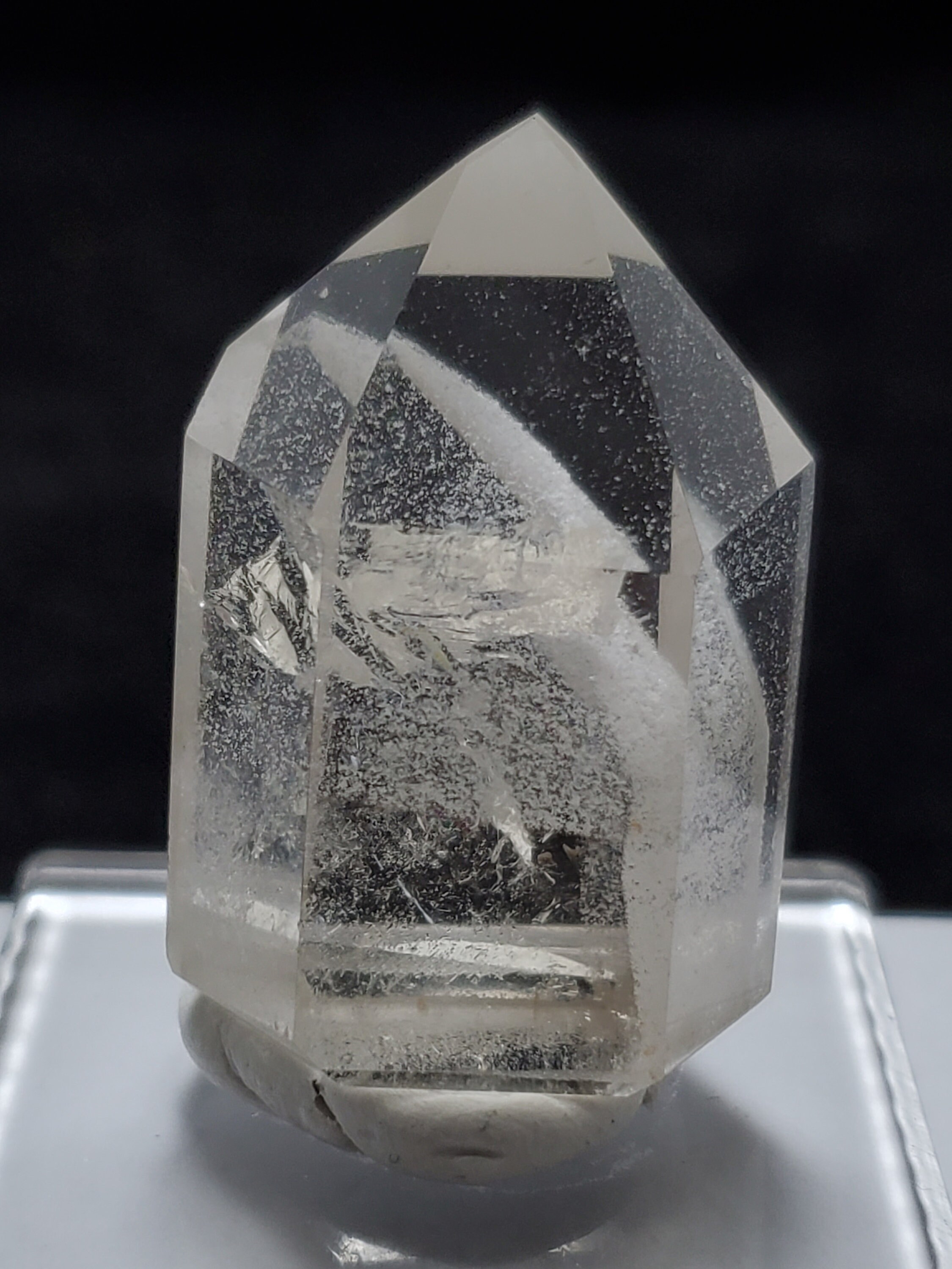 Medium Polished Phantom Quartz Crystal from Brazil with White Chlorite