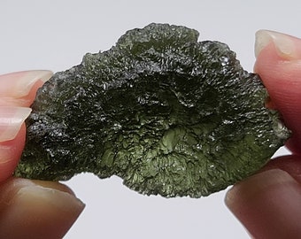 Moldavite Tektite 13.6 Grams- Brusná Czech Republic- Excellent Deep Green Color, Almost 'Spikey' Anda like Texture- #1
