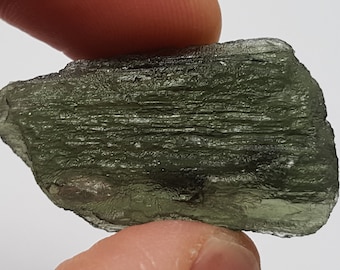 Moldavite Tektite 7.3 Grams or 36.5 Carats- Czech Republic- Excellent Color and Bark like Texture, Rectangular- Synergy Stone- M#9