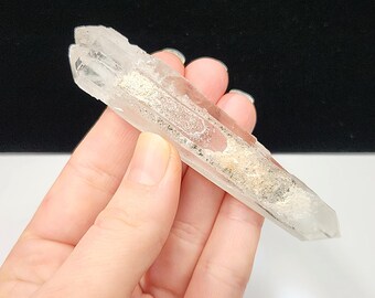 Double Terminated Phantom Garden Quartz- 3.9inch or 10cm long- Serra Do Cabral Brazil- Etched, 'Soul of Wisdom' 'Scholars Wand'- LY22