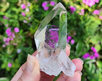 Starbrary Quartz Crystal- Corinto, Brazil- 6.9 cm Long- Stands at on End at Angle, Spade, Etched Base, World Class Optical, Purity- EF3