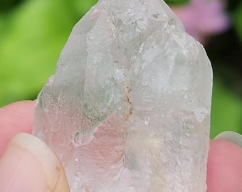 Dissolution Quartz 1.4inch or 3.5cm Long- Serra Do Cabral Mountains, Brazil- Stands Perfectly On End, Trigonic Twin, 'Ice Quartz'- HA11