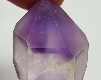 11.5 Grams Beautiful 'Hour Glass' Amethyst Crystal- Tata Province, Morocco- Small Natural Point- Deep Purple Color Phantom- #13