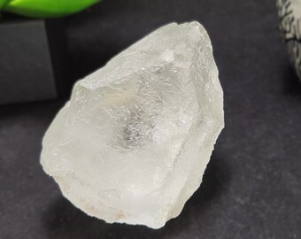 Large Dissolution Quartz Crystal 3.5 in or 9 cm Long- Serra Do Cabral, Brazil- Generator, Stands at Angle, Hydrothermal, 'Ice Quartz'- HB3