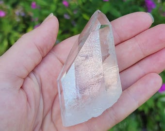 Starbrary Quartz Crystal Tower- Corinto, Brazil- 5.5 cm Tall- Stands Perfectly, Display, Etched Thumb Key, Rainbows, Spade, Purity- EF4