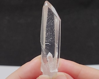 Starbrary Quartz Crystal 2.5in or 6.4cm Long- Corinto, Brazil- Rainbow Manifestation Barnacle, Silky Feel, Pristine, Shovel Spade- EH13