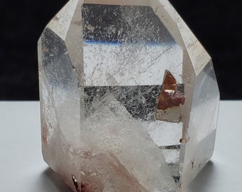Small Polished Quartz Crystal from Brazil with Chlorite Phantoms- Fully Polished- P88