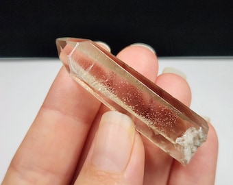 Natural Smokey Starbrary Quartz- 2in or 5.2cm long- Tomás Gonzaga, Curvelo, Brazil- White Mineralization,  Regrowth 'Stardust Crystal'- B4