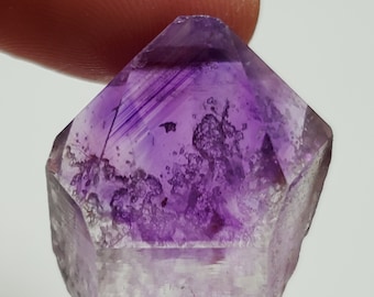 7.9 Grams Beautiful 'Hour Glass' Amethyst Crystal- Tata Province, Morocco- Small Natural Point- Deep Purple Color Phantom- #18