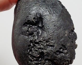 Tektite from Thailand- 58.4 Grams- Thailandite, Indochinite- Amazing Surface Texture, Perfect Palm Stone, Flat, Rune- TY2