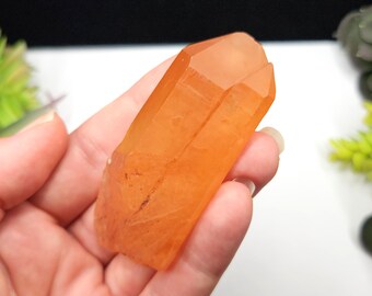 Tabular Tangerine Quartz Crystal- 7.5cm or 3in Long- Brazil- Twin Soul, Keyed Base- TD4