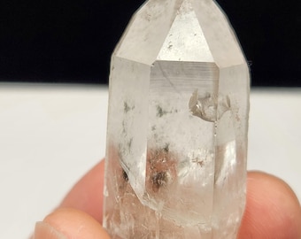 Lemurian Seed Quartz- 1.9inch or 4.9cm- Serra Do Cabral Mountains Brazil- Green Chlorite Inclusions, Icy/Foggy Luster- A3