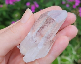 Double Terminated Starbrary Quartz Crystal- Corinto, Brazil- 7 cm Long- Complete Floater, Barnacle Base, Rainbows, World Class Optical- EF9