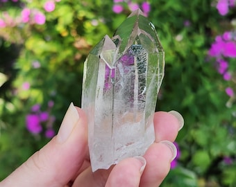 Hugging Twin Starbrary Quartz Crystal- Corinto, Brazil- 6.6 cm Long- 'Soul Mates', Light Smokey Tinge of Color, Rainbow Mirror- EF2