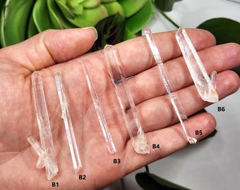 Select One Optical Quartz from Santander Colombia 4.8-7.3cm Long- Pencil Thin Slender, Mini Laser Wand, Phantoms, Titanium, B.N.- (B1-6)