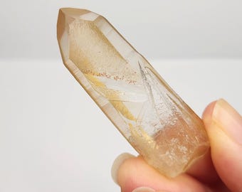 Tangerose 'Golden Healer' Quartz: 2.1in or 5.4cm Long, Corinto Brazil, Unique Multifaced Key- TE14