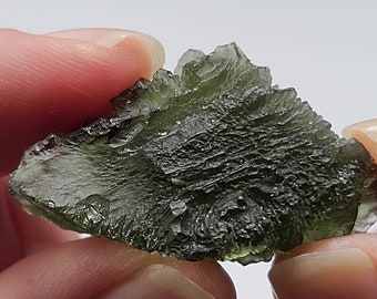 Moldavite Tektite 10.2 Grams- Brusná Czech Republic- Excellent Deep Green Color, Almost 'Spikey' Texture- #2