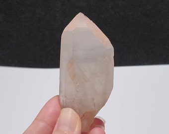 Tabular Pink Lemurian Quartz- 3.1 inch or 8 cm Long- Serra Do Cabra, Brazil- Key, Plug like Base, Smokey to Pink 'Scarlet Temple'- RO2