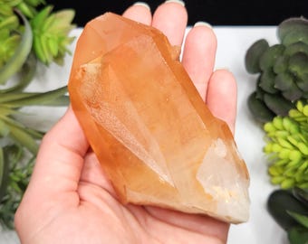 Large Tabular Tangerine Quartz Crystal- 11cm or 4.3in Long- Corinto, Brazil- Etched Key- TD1