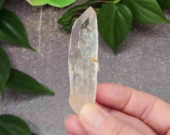Rose Record Keeper' Quartz Crystal 3 inch or 7.4 cm Long- Diamantina, Brazil- Rosette Circular Wavelike Etchings, Rainbow Phantom River- LJ8