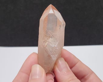 Pink Lemurian Quartz- 3 inch or 7.6 cm Long- Serra Do Cabral Mountains Brazil- Spade, Inner Child Imprints- RO12