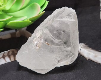 Large Dissolution Quartz Crystal 3.3 in or 8.5 cm tall- Serra Do Cabral, Brazil- Standing Chunky Generator, Centerpiece, Foggy Ice- HB7