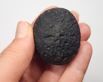 Saffordite 57 Grams- "Cintamani Stone" Safford Arizona USA- Perfect Palm Stone, Beautifully Textured Black Surface- Translucent- AG2