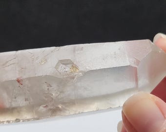 Key Portal Lemurian Quartz- 3.4 inch or 8.7 cm Long- Serra Do Cabral Mountains Brazil- Light Smoke Hue, "Temple in the Mist"- RO17