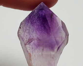 7.9 Grams Beautiful 'Hour Glass' Amethyst Crystal- Tata Province, Morocco- Small Natural Point- Deep Purple Color Phantom- #16