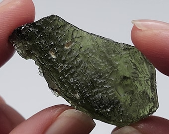 Moldavite Tektite 12.9 Grams- Brusná Czech Republic- Excellent Translucency, Amazing Texture, Top Quality AAA- #4