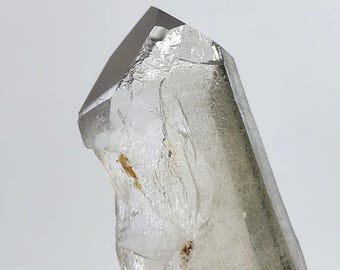 Shaman Quartz: 8 cm Long, Mina Zeca De Souza, Brazil- Speckled Mossy Chlorite, Partial Polish- ST41