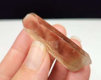 Smokey Starbrary Quartz- 1.8in or 4.6cm long- Tomás Gonzaga, Curvelo, Brazil- Shovel Face, Finely Etched Base, Glistening, 'Stardust'- B10
